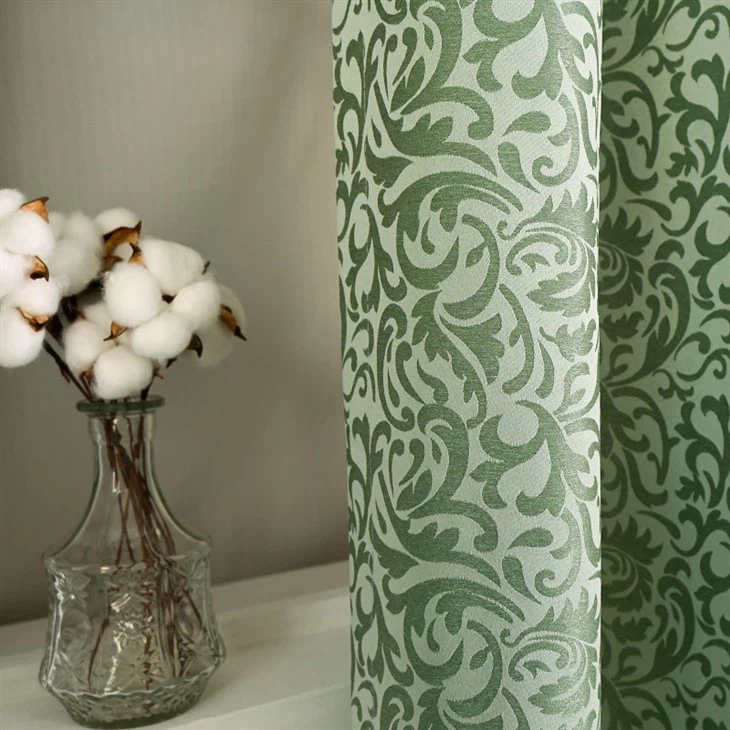 Mint Vine Jacquard Curtains high quality