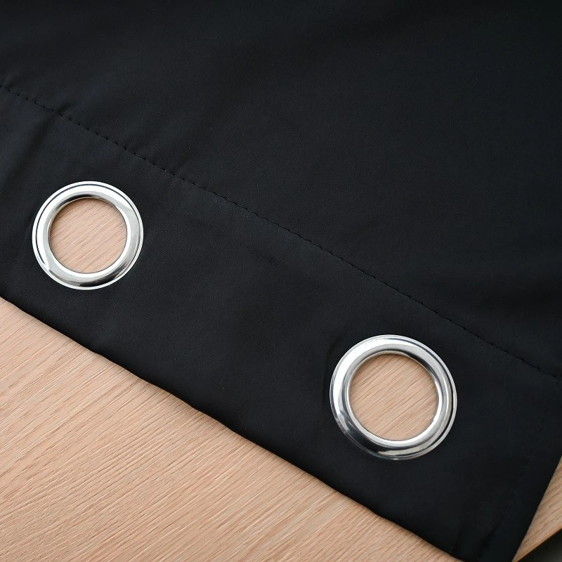 Deep Black Half Blackout Curtains Polyester Curtain high quality
